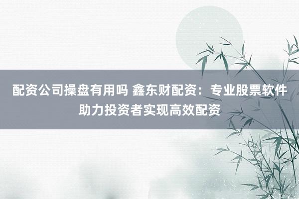 配资公司操盘有用吗 鑫东财配资：专业股票软件助力投资者实现高效配资