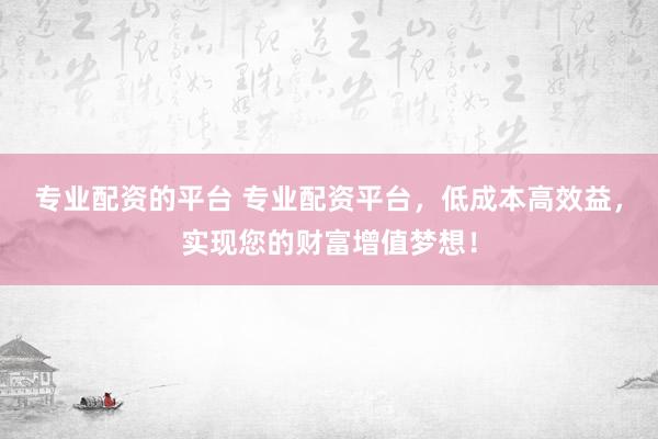 专业配资的平台 专业配资平台，低成本高效益，实现您的财富增值梦想！