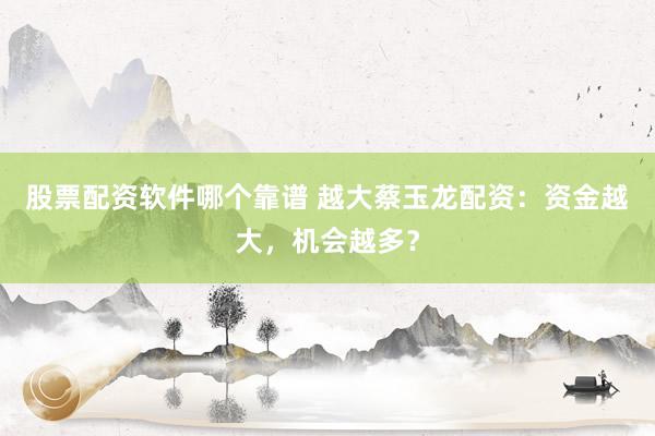 股票配资软件哪个靠谱 越大蔡玉龙配资:资金越大,机会越多?