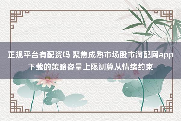 正规平台有配资吗 聚焦成熟市场股市淘配网app下载的策略容量上限测算从情绪约束